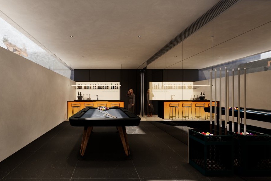 STR 0225 Type E 6 Games room concept with widow to pool
