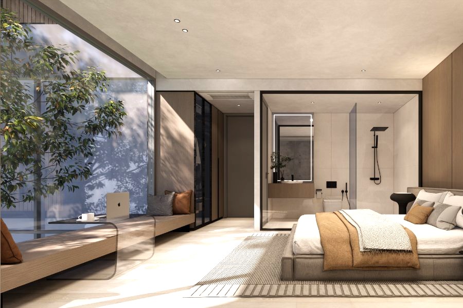 STR 0240 Type E 9 Guest bedroom looking to tree courtyard