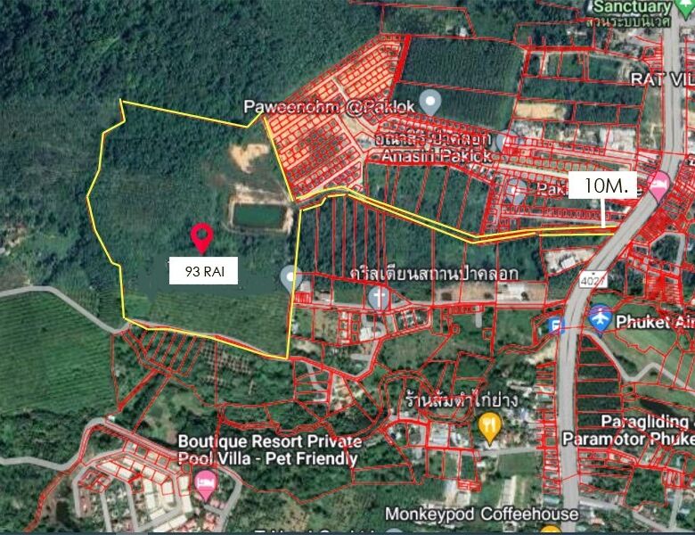 Prime 93 Rai Land for Sale in Thalang, Phuket – Rare Investment Opportunity with Mountain Views