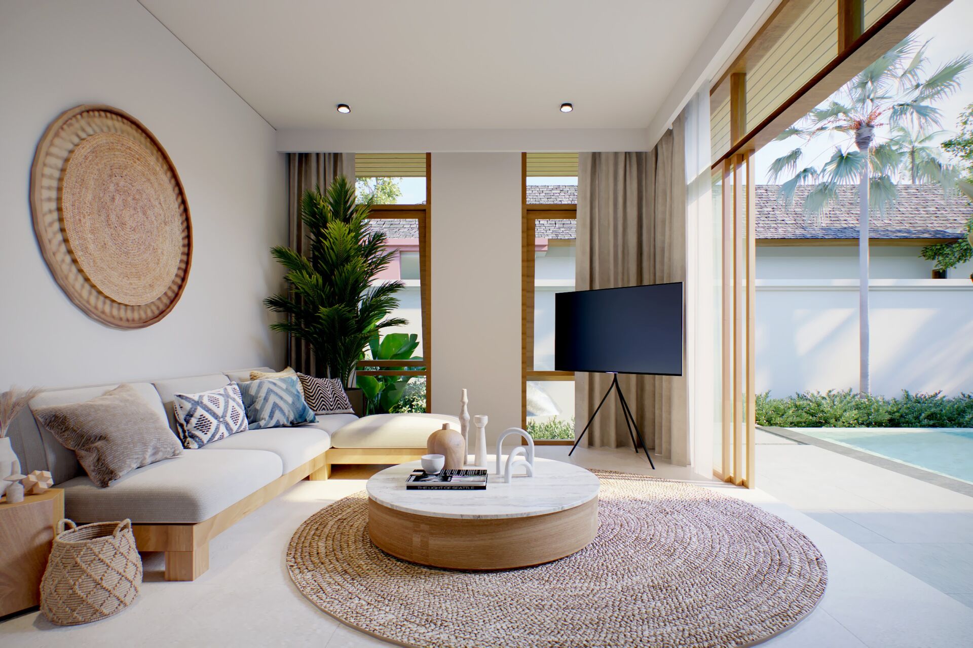 240312-2BR-IN06-LIVING ROOM PHUVISTA 3 Naiyang – Modern Balinese Luxury Pool Villas for Sale in Phuket
