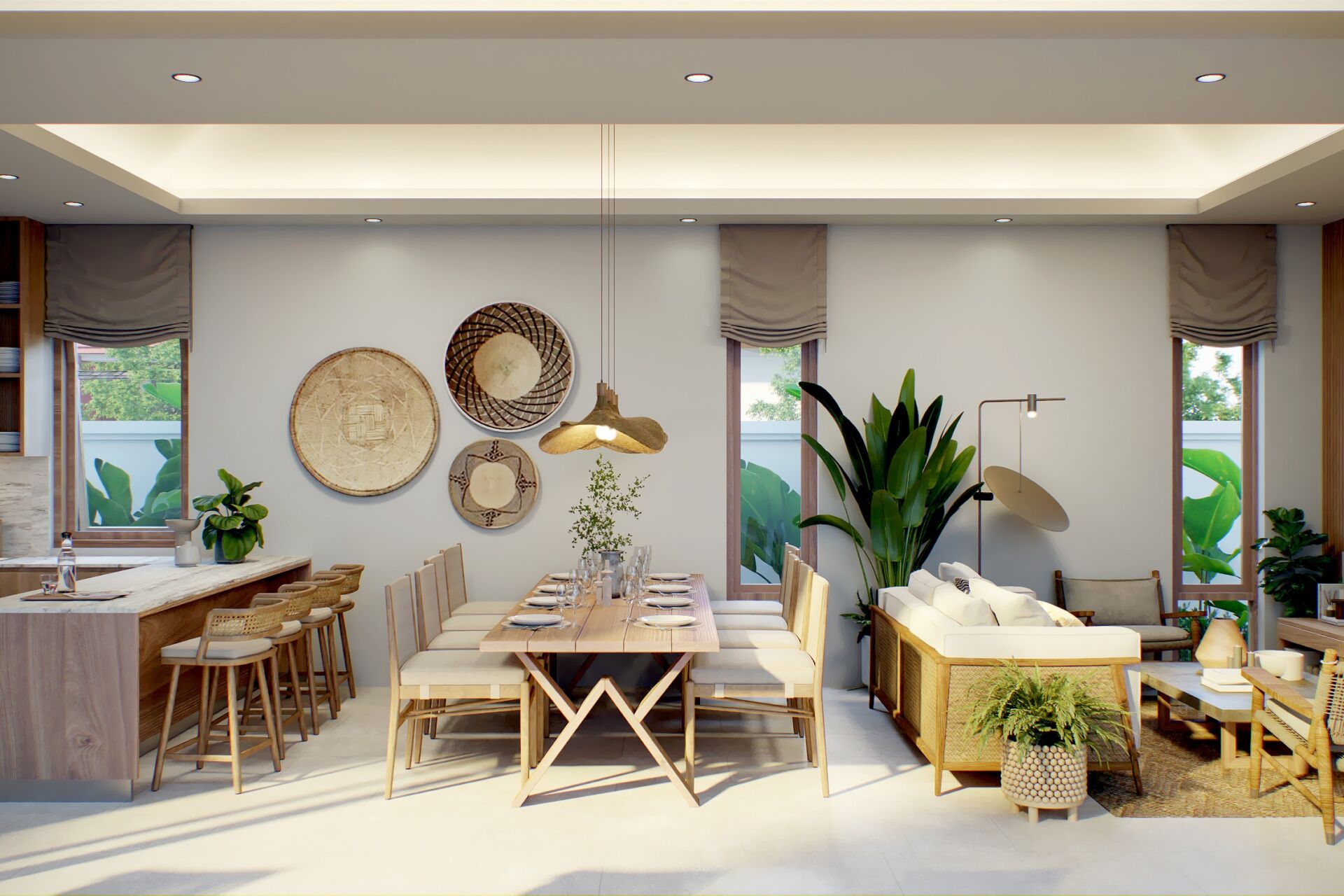 240312-4BR-IN04-LIVING DINNING PHUVISTA 3 Naiyang – Modern Balinese Luxury Pool Villas for Sale in Phuket